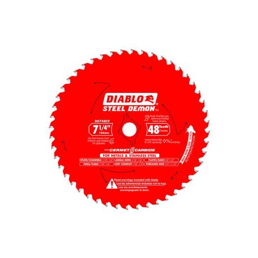 7-1/4 in. x 48 Tooth Cermet Metal and Stainless Steel Cutting Saw Blade - Diablo D0748CFX