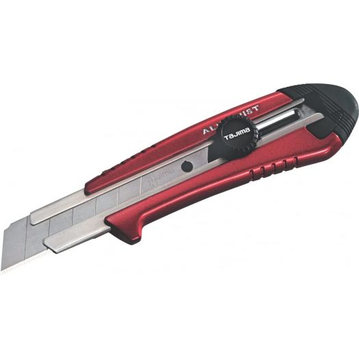 Couteau renforcé en aluminium avec blocage par molette - Rouge - Tajima AC701R AC-701R
