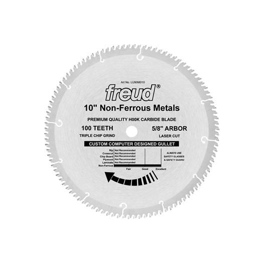 Freud LU90M010 10-Inch 100 Tooth TCG Thin Stock Non-Ferrous Metal Cutting Saw Blade