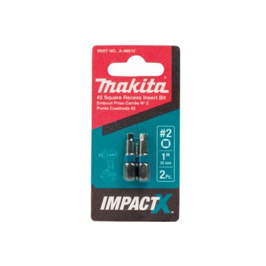 ImpactX #2 Square Recess 1'' Insert Bit 2/pk - MaKita - A-96512