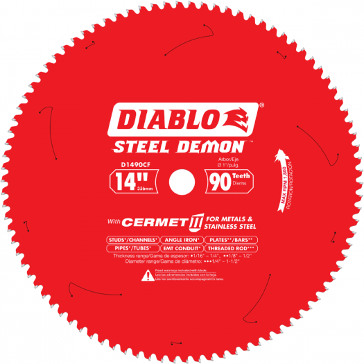 14 in. x 90 Tooth Cermet Metal and Stainless Steel Cutting Saw Blade - Diablo Tools D1490CF
