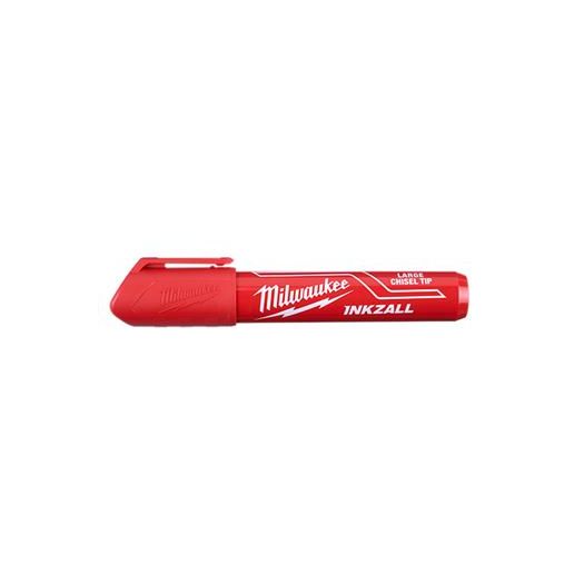 INKZALL Large Chisel Tip Jobsite Marker - Red - Milwaukee 48-22-3256
