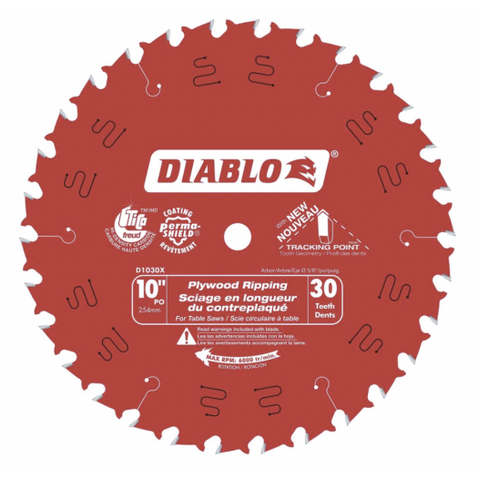10" X 30T PLYWood RIPPING BLAde Diablo Tools D1030X