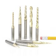 8-Pc Solid Carbide 2D/3D Carving Ball Nose ZrN Coated CNC Router Bit - Amana Tool AMS-136