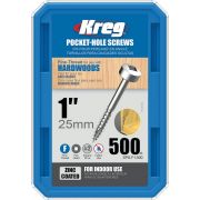 1" #6 Fine-Thread Pan-Head Zinc Pocket Hole Screws - 500pc - KREG - sps-f1-500