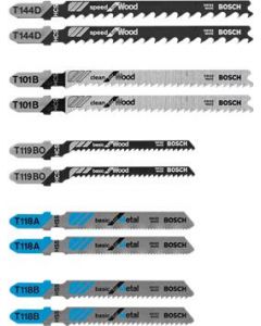 10 pc. Wood and Metal Cutting T-Shank Jig Saw Blade Set- Bosch - T5002