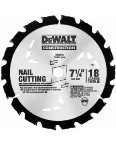 7-1/4" 18D nail cutting circular saw blade - Dewalt DW3191