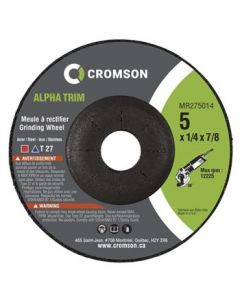 Type 27 Grinding Wheel ALPHA TRIM 5 x 1/4 x 7/8" - Cromson - MR275014